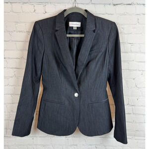 CALVIN KLEIN dark blue classic career jacket blazer size 2 NWOT
